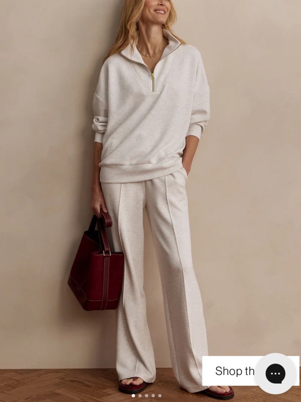 Varley. The Wide Leg Pant 28”. Medium. Ivory marl.